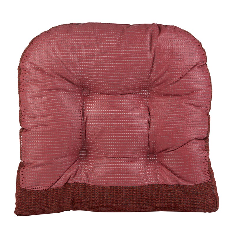 Klear Vu Gripper Overstuffed Universal Non-Slip Dining Chair Cushions for Kitchen Decor or Office Use, U-Shaped Skid-Proof Seat Pad, 15x15 Inches, 2 Count (Pack of 1), Waffle Deep Red - Image 4